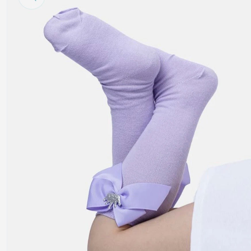 Luxury Baby Girl Knee Socks with Satin Bow 👑
