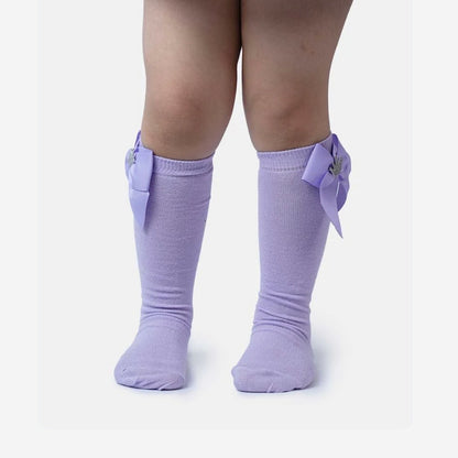 Luxury Baby Girl Knee Socks with Satin Bow 👑